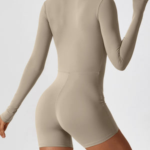Yeoreo Langarm Reißverschluss Jumpsuit/Overall Aprikose