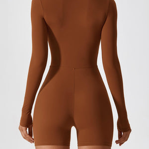 Yeoreo Langarm Reißverschluss Jumpsuit/Overall Braun