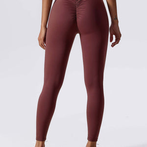 Yeoreo V-Rücken Scrunch Leggings Weinrot