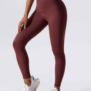 Yeoreo V-Rücken Scrunch Leggings Weinrot